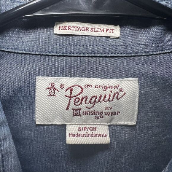 Original Penguin Heritage Slim Fit Button Up Shirt Mens Size S Small Blue Floral - Picture 4 of 9